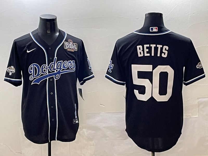 Men Los Angeles Dodgers #50 Betts Black Fashion Game 2025 Nike MLB Jersey style 3062